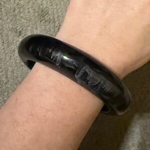 Black Marble Effect Resin Bangle Bracelet Lightweight Statement Jewelry